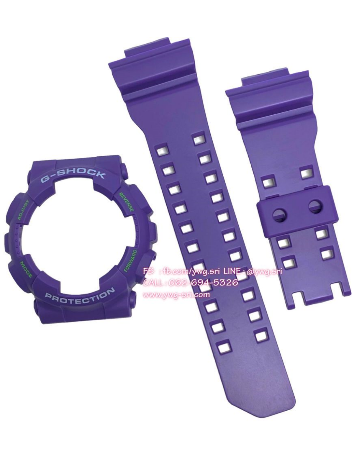 กรอบสาย G-SHOCK แท้✅ สีม่วงล้วนกึ่งเงา กรอบฟอนต์ขาวสลับเขียว ใส่ได้กับรุ่น GA-100 ,GA-110 ,GA-120 ,GA-140 ,GAX-100 ,GD-100 ,GD-120