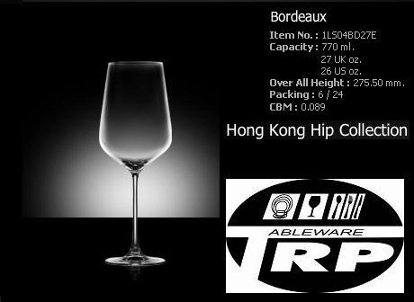 แก้วโบด็อก,แก้วโบแดโอ,แก้วไวน์แดง,ขนาดใหญ่,Bordeaux,Red Wine,รุ่น 1LS04BD27E,Hongkong Hip,Lucaris,ความจุ 32oz,910ml,แพ็ค6/24ใบ/กล่อง