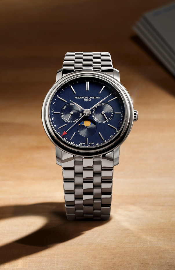 Frederique Constant FC-270N4P6B นาฬิกาผู้ชาย Moonphase Classics Index Business Timer Men's Watch