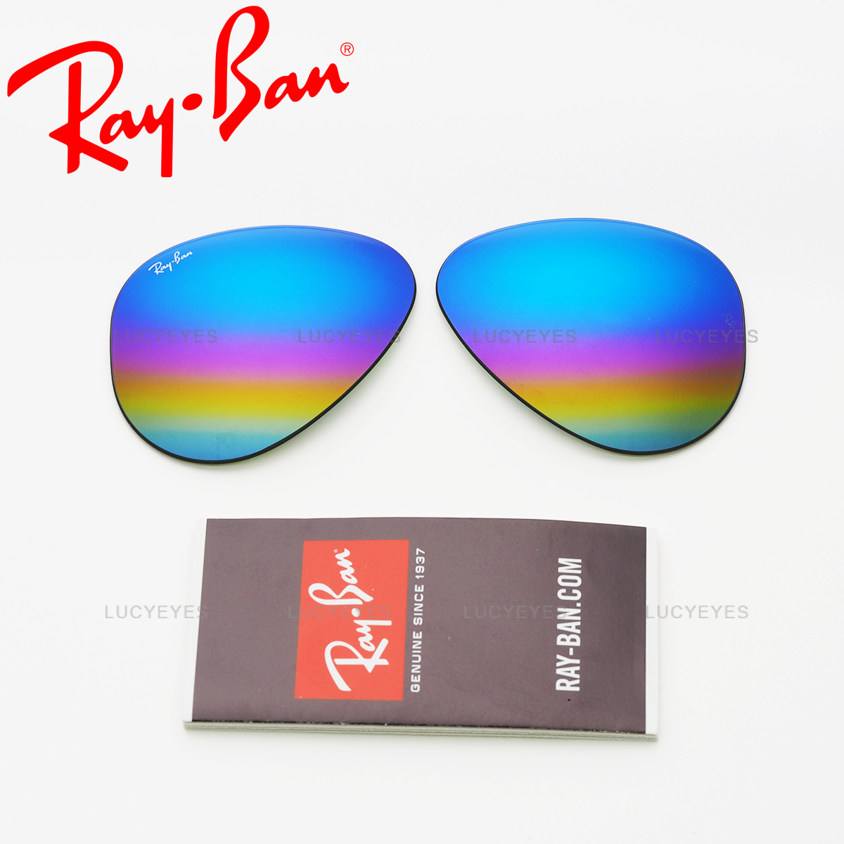 เลนส์ RAYBAN แท้ 100% RB3025 9019C2, เลนส์สีปรอทสีรุ้งน้ำเงิน