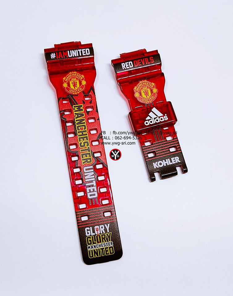 กรอบสาย G-SHOCK ใสไม่แท้ สีแดง สกรีนลาย man u ใส่ได้รับรุ่น GA-100 ,GA-110 ,GA-120 ,GD-100 ,GD-120