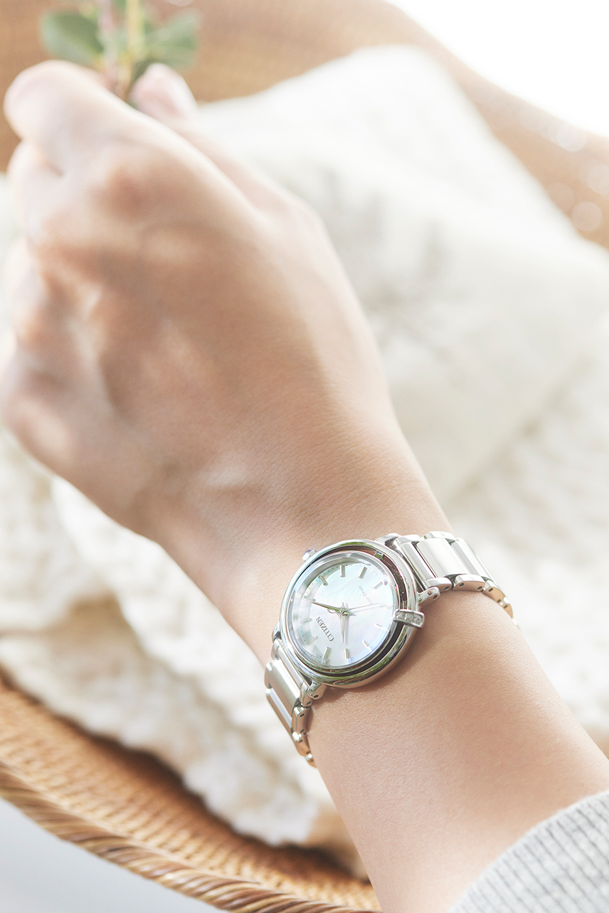 Citizen EM1090-60D นาฬิกาผู้หญิง Eco-Drive Diamond 3 Pcs Women's Watch + Black Apple Leather Strap