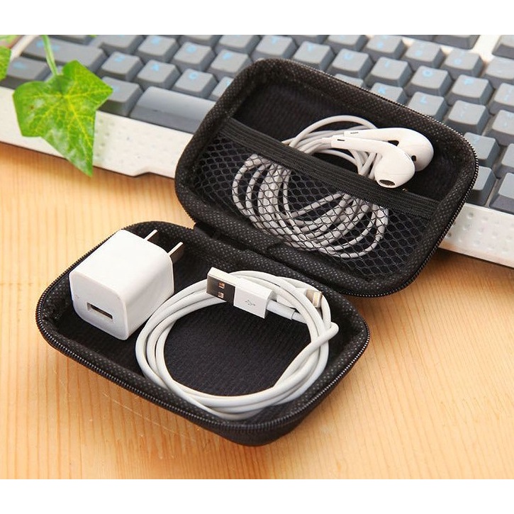 กระเป๋าใส่หูฟัง กระเป๋าจัดเก็บสายชาร์จมือถือ ทรงเหลี่ยม มีซิป กระเป๋าเก็บสายดาต้า เก็บสายมือถือ กระเป๋าใส่กุญแจ