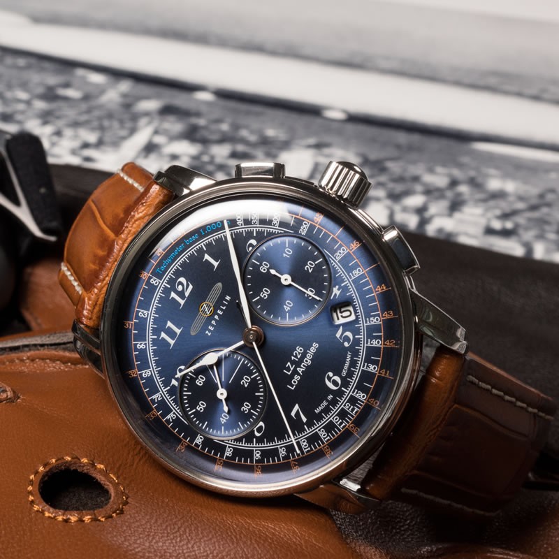 Zeppelin 7614-3 นาฬิกาผู้ชาย Los Angeles Chronograph Quartz Men's Watch Made In Germany