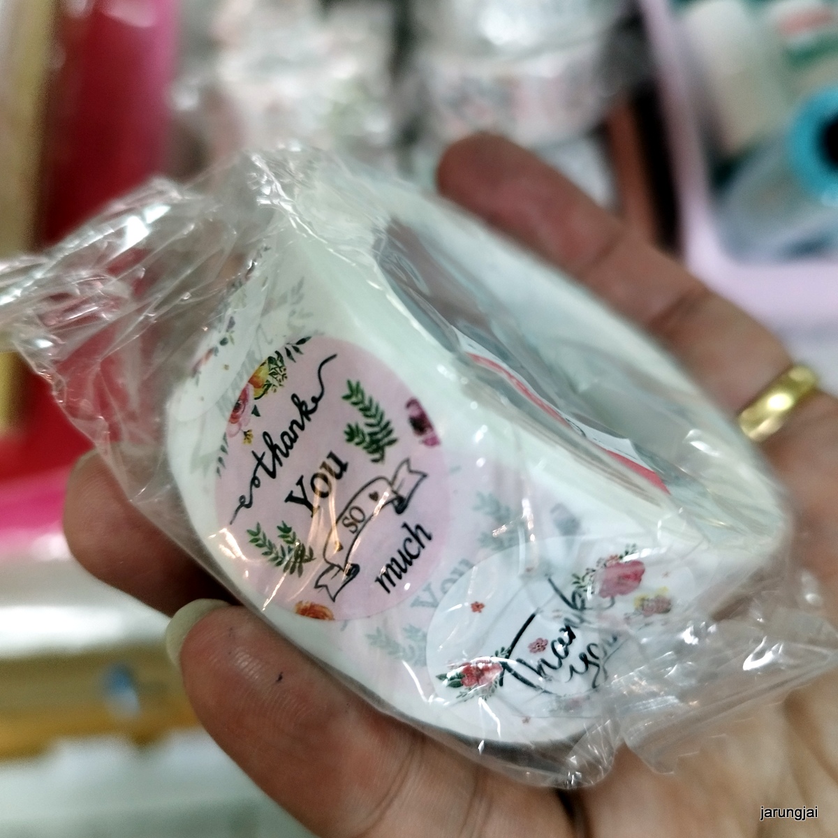 สติ๊กเกอร์ขอบคุณ ขนาดเล็ก จำนวน 500 ดวง thank you sticker คละลาย สติ๊กเกอร์ขอบคุณศรีสะเกษ