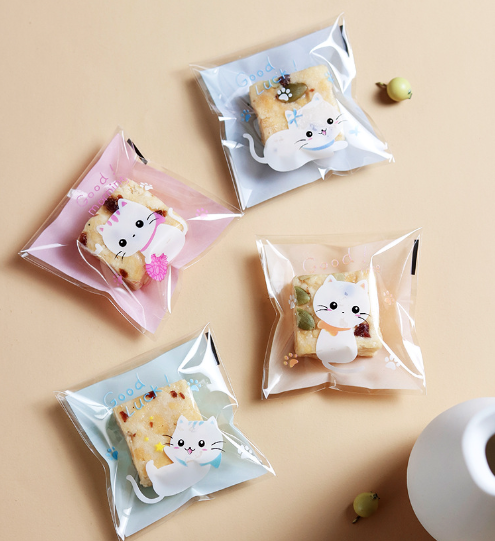 ถุงคุ๊กกี้ ฝากาว ขนาด 10x10 ซม. (95-100 ใบ) ลายพิเศษ ชุดที่ 2/2