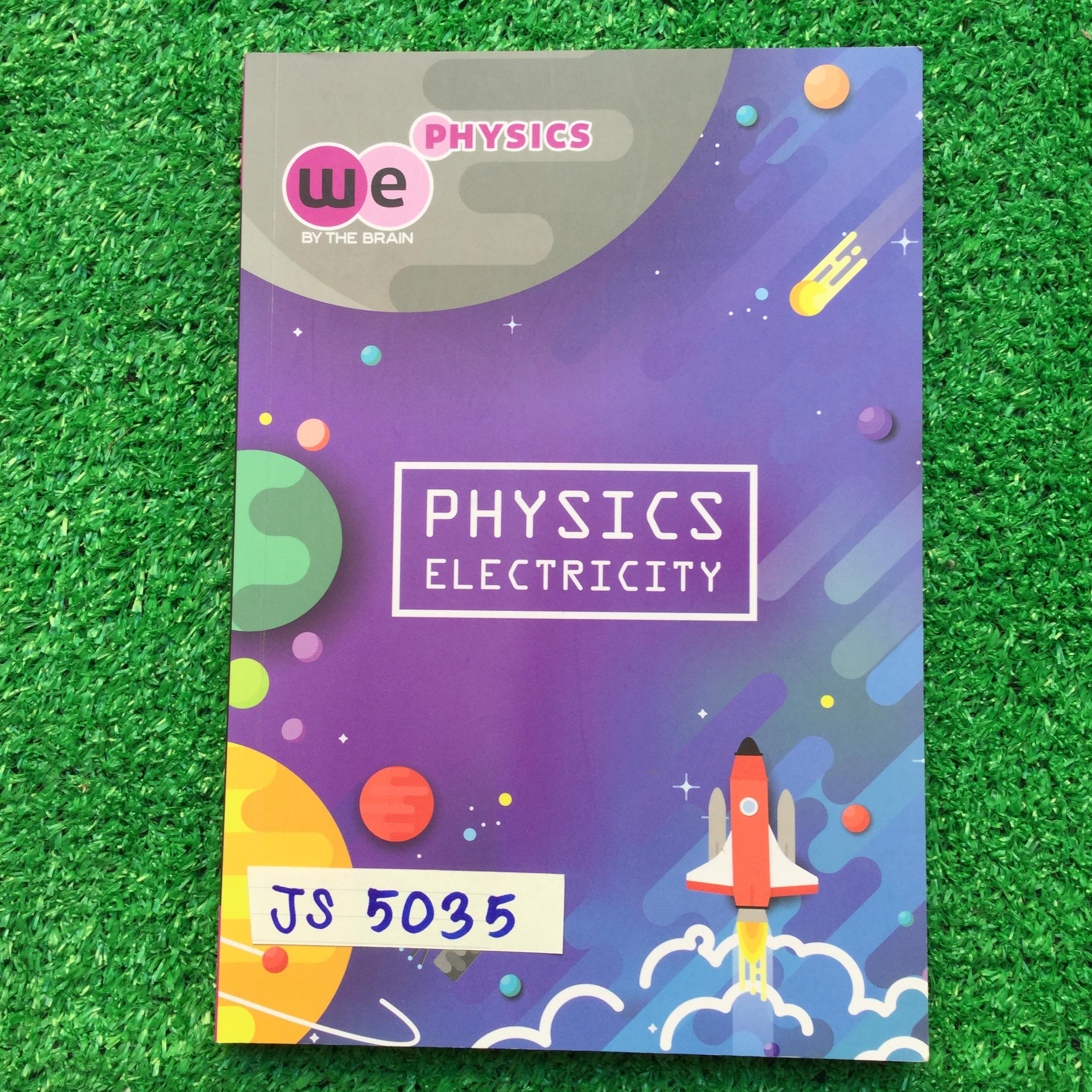 JS5035 [The brain เดอะเบรน] ฟิสิกส์ ม.ต้น กลุ่มไฟฟ้า (ไฟฟ้า และ อิเล็กรอนิกส์) หนังสือพิมพ์สีสวยงาม มีทั้งเนื้อหาและแบบฝึกหัด จดครบตามที่สอน แต่ดูเหมือนจดน้อย ลายมือเรียบร้อยอ่านง่าย แบบฝึกหัดจดเฉลยละเอียดเฉพาะที่สอนในห้อง มีส่วนว่างๆไม่ได้สอนค่อนข้างมาก