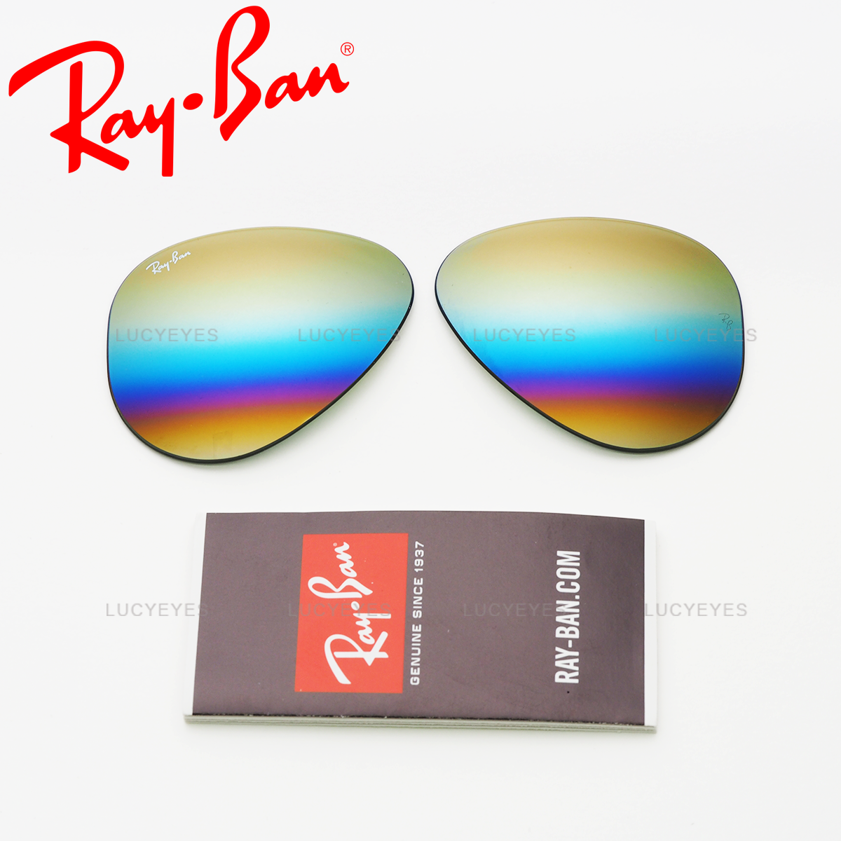 เลนส์ RAYBAN แท้ 100% RB3025 9020C4, เลนส์สีปรอทสีรุ้งเหลือง