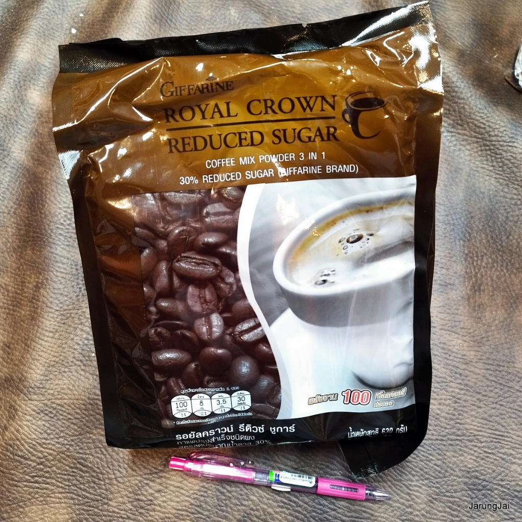 กาแฟซอง giffarine royal crown reduced sugar กาแฟปรุงสำเร็จชนิดผง สูตรลดปริมาฯน้ำตาล กิฟฟารีน หวานน้อย