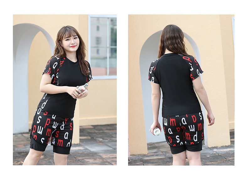 ชุดว่ายน้ำแบบสปอร์ต ทูพีชคนอ้วน 7xl พร้อมส่ง :ชุดว่ายน้ำไซส์ใหญ่สีดำแต่งลายอักษรแบบสวยเก๋มากๆจ้า : รอบอก 44 - 54 นิ้ว เอว 40 - 50 นิ้ว สะโพก 46 - 56 นิ้ว