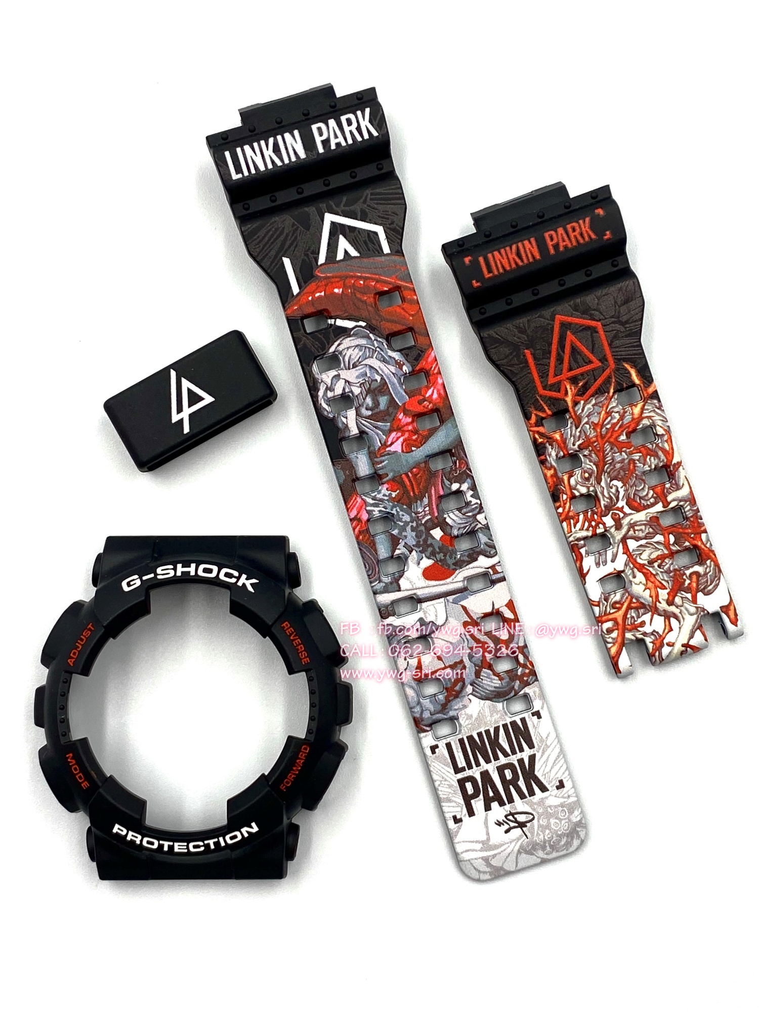กรอบสาย G-SHOCK แท้✅ สีดำด้าน สกรีนลาย LINKIN PARK ใส่ได้กับรุ่น GA-100 ,GA-110 ,GA-120 ,GA-140 ,GAX-100 ,GD-100 ,GD-120
