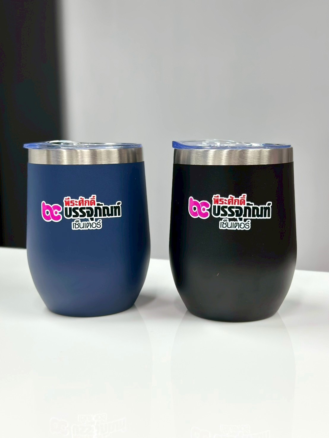 ผลงานแก้วพรีเมี่ยมพร้อมโลโก้