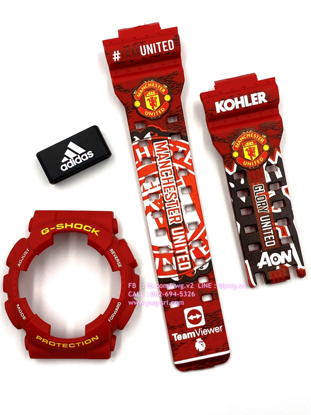 กรอบสาย G-SHOCK แท้✅ สีแดงด้านฟอนต์เหลือง สกรีนลาย Man United ใส่ได้กับรุ่น GA-100 ,GA-110 ,GA-120 ,GA-140 ,GAX-100 ,GD-100 ,GD-120