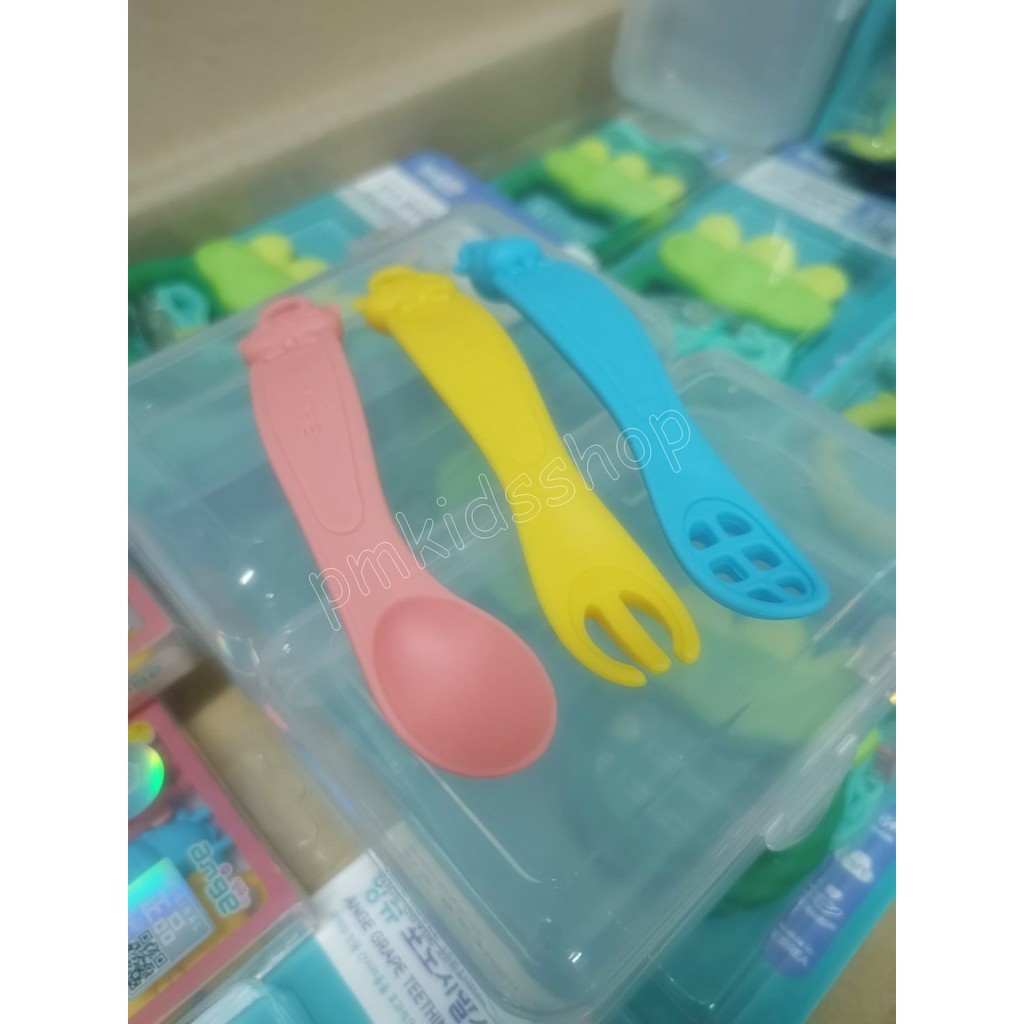 ช้อนส้อมฝึกทานอาหาร จากอังจู Ange Spoon & Fork Set