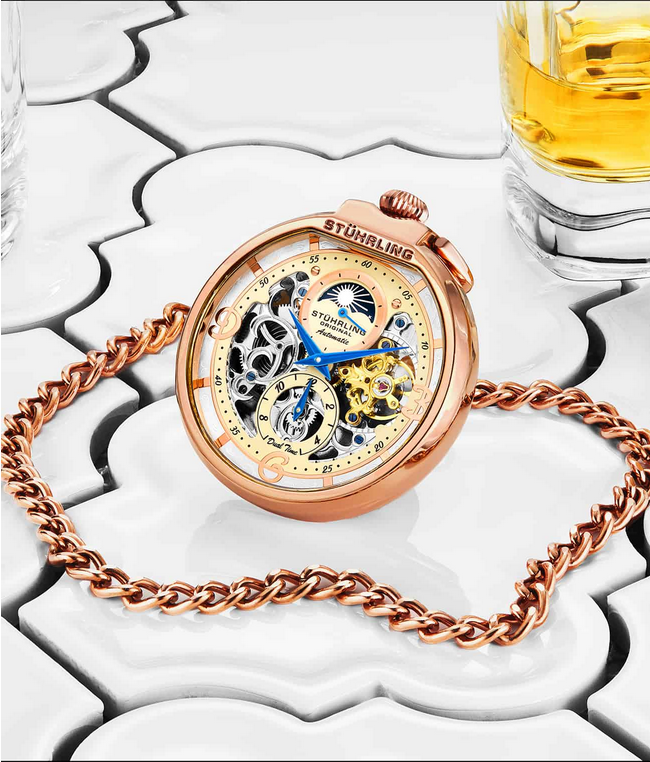 Stuhrling Original 991.03 นาฬิกาพก Mechanical Vintage Stainless Steel Pocket Watch