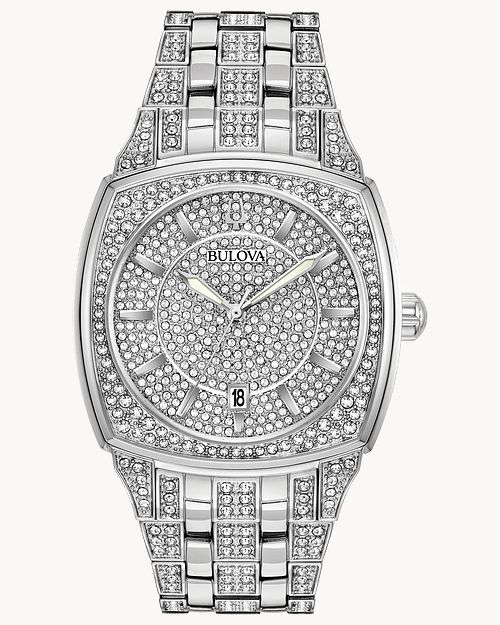 Bulova 96B296 นาฬิกาผู้ชาย Crystal Pave Quartz Men's Watch