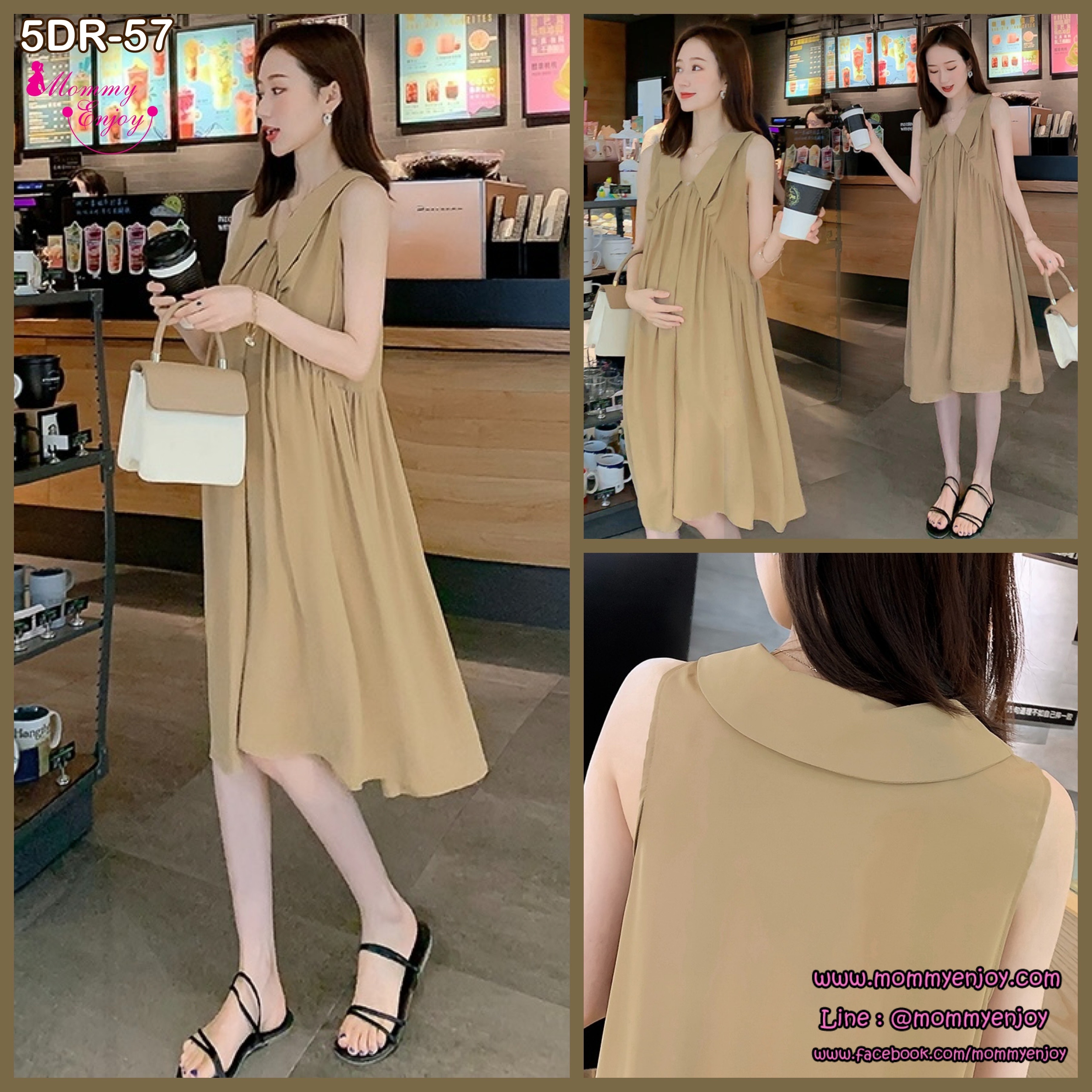 เดรสคลุมท้องแฟชั่นสบายๆ ผ้าชีฟองดูหรูมาก สไตล์เกาหลีสุดๆ แขนกุดปกใหญ่ ใส่ได้หลายโอกาสมากค่ะ M L XL XXL
