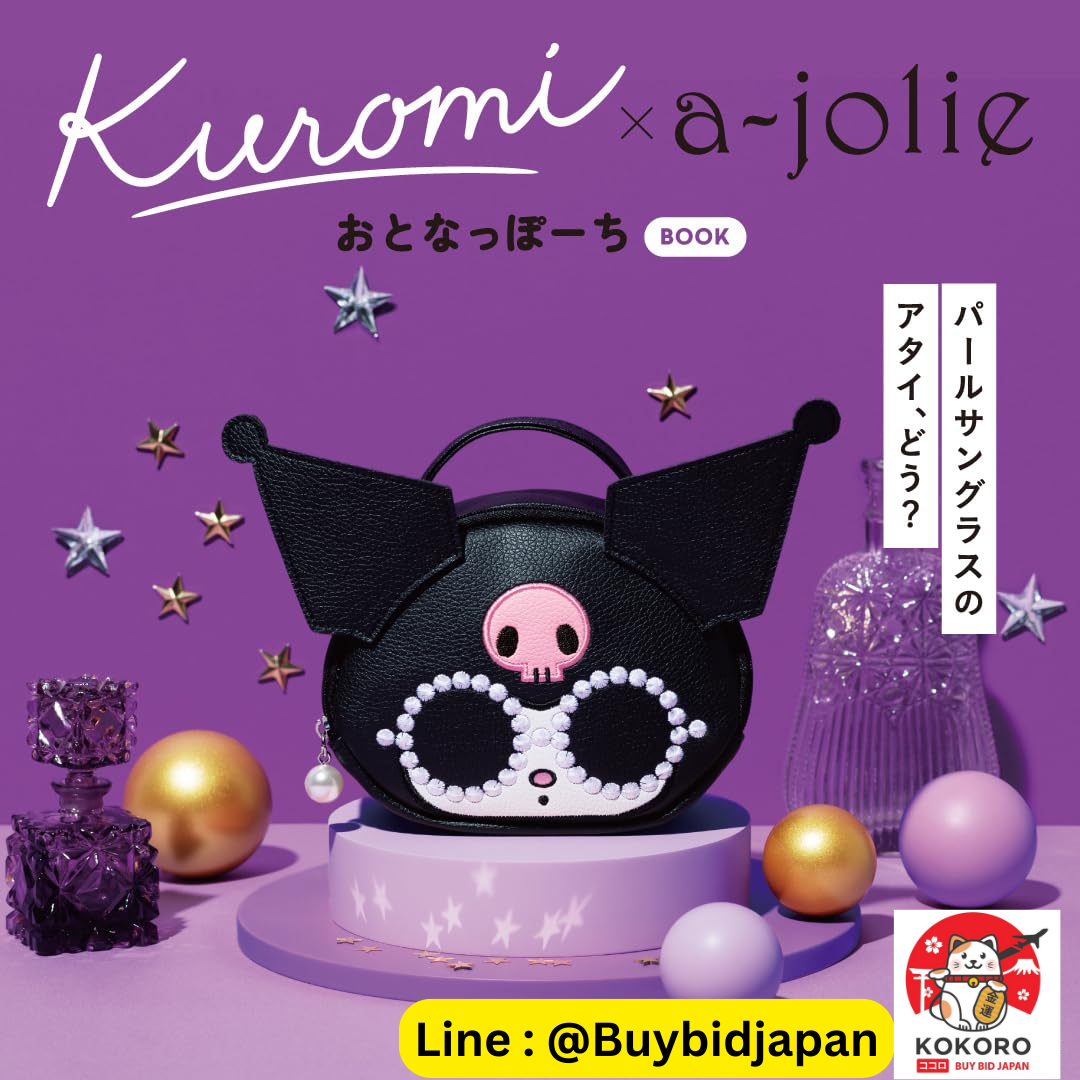 [PRE-ORDER] Kuromi x a-jolie bag กระเป๋า อะโจลี่ คุโรมิ ขนาดมินิ สีดำ แว่นดำ ตาโต กรอบมุก นำเข้าจากญี่ปุ่น ajolieアジョリー バッグ