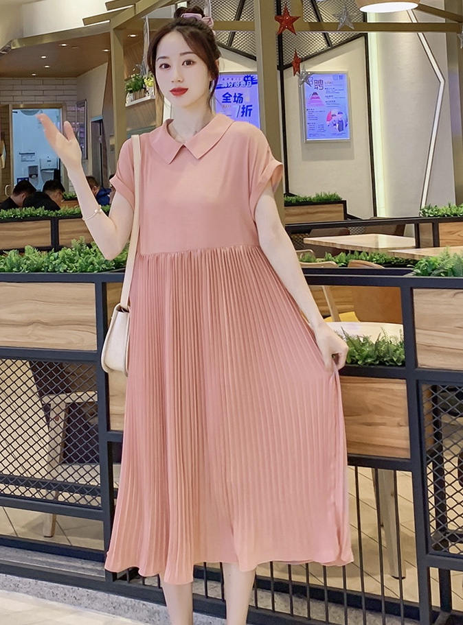 เดรสคลุมท้องแฟชั่น ผ้าชีฟองช่วงพรีทมีซับในอย่างดี ช่วงคอทำปกสวยค่ะ ผ้านิ่มมีน้ำหนัก ใส่ได้ถึงคลอด M L XL XXL