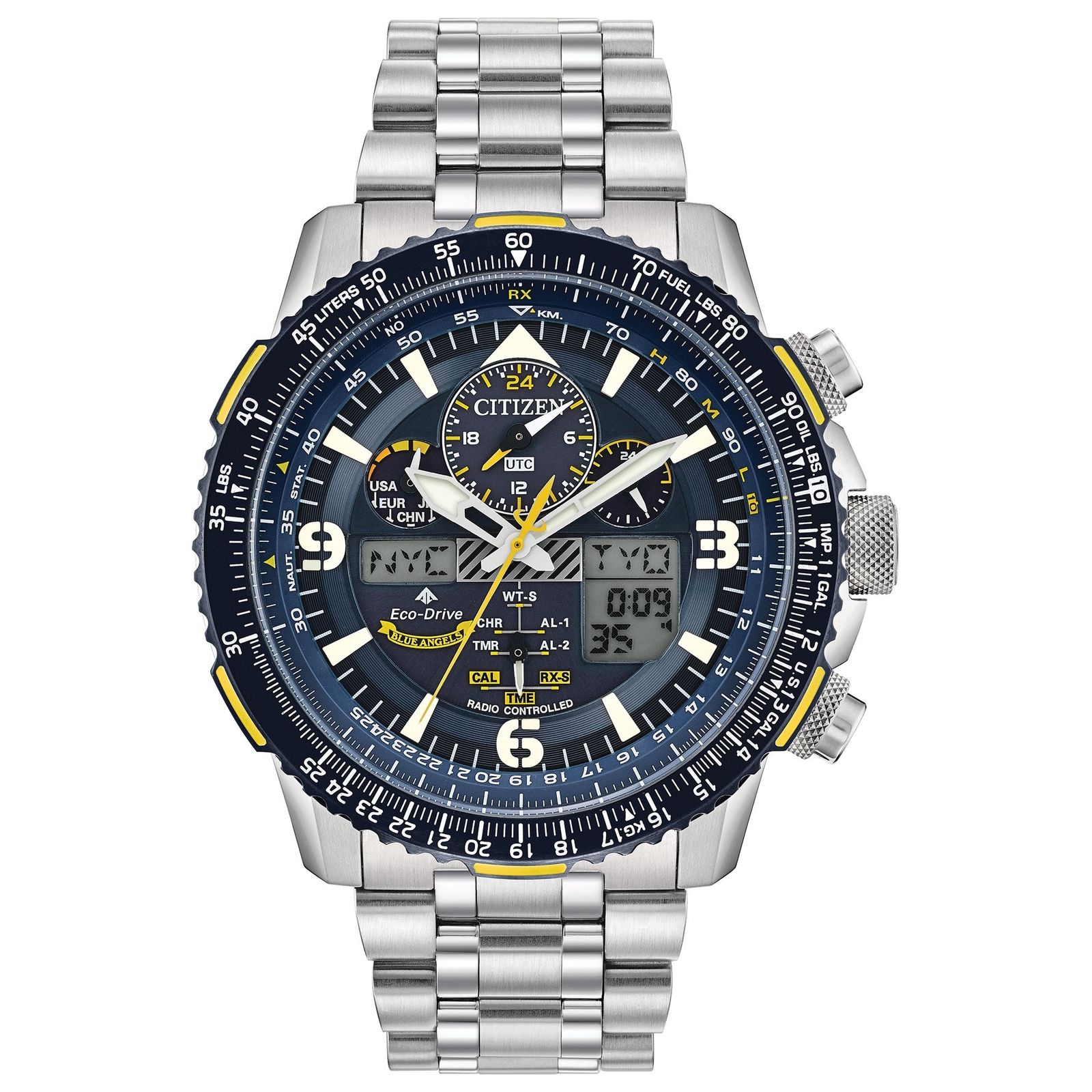 Citizen JY8078-52L นาฬิกาชาย Promaster Blue Angels Skyhawk A-T Radio Controlled Eco-Drive Chrono Men's Watch