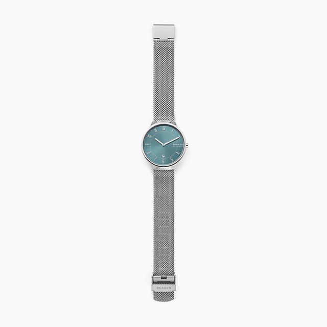 Skagen SKW6521 นาฬิกาผู้ชาย Grenen Slim Silver-Tone Steel-Mesh Quartz Men's Watch