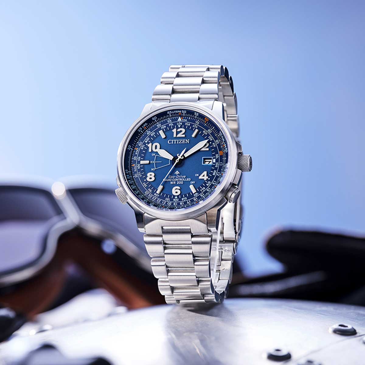 Citizen CB0240-88L นาฬิกาผู้ชาย Eco-Drive Promaster Sky Radio Controlled Pilot Men's Watch