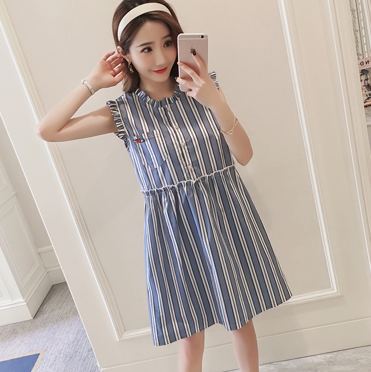 ชุดคลุมท้อง แขนกุด กระดุมเปิดให้นมได้ ลายสวย ผ้าเนื้อดี มาพร้อมเข็มกลัดหัวใจ M,L,XL,XXL