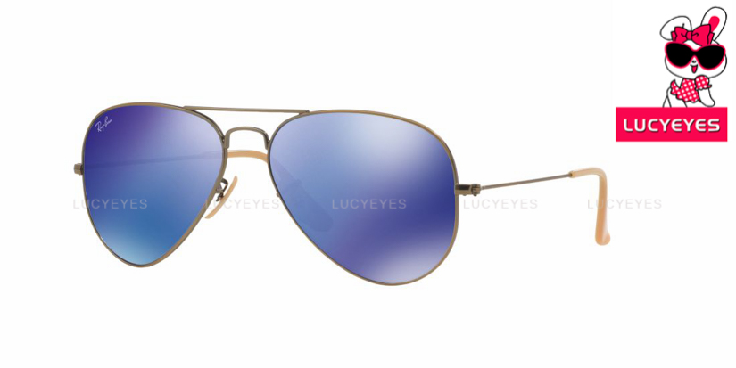 RAYBAN RB3025 167/68 AVIATOR LARGE METAL NEW COLOR Size 58 เลนส์ปรอทน้ำเงินสด