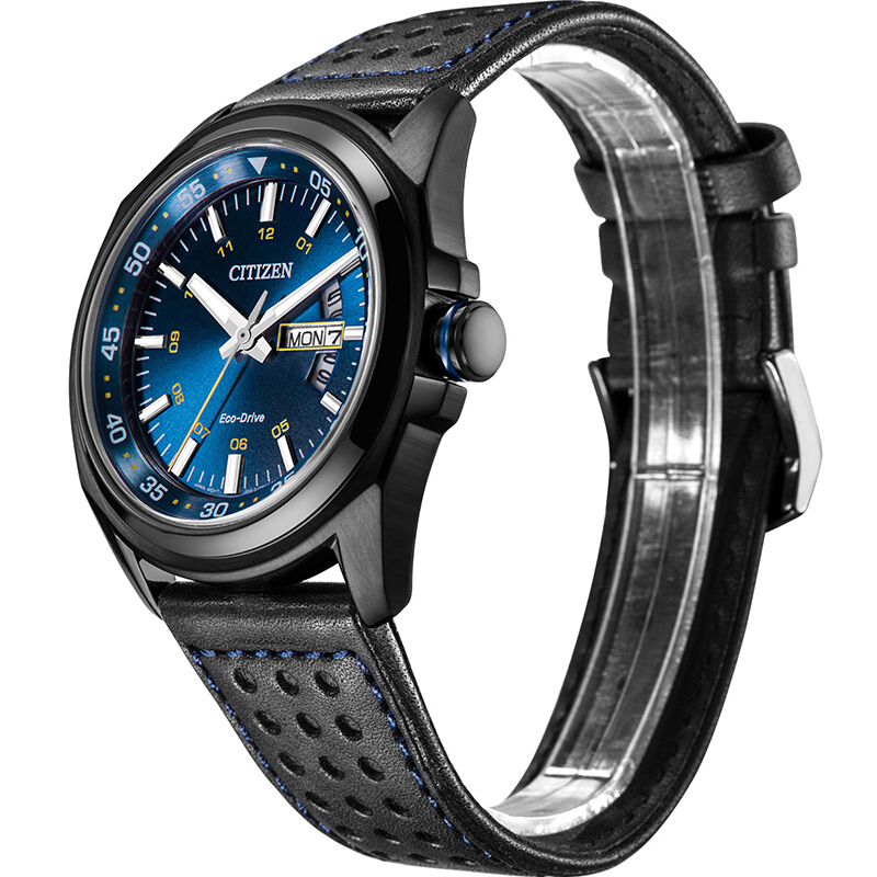 Citizen AW0024-15L นาฬิกาผู้ชาย Eco-Drive Black Ion Plated Blue Dial Men's Watch