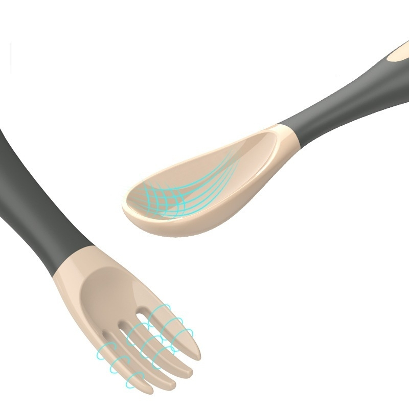 ชุดช้อนส้อม+กล่องเก็บ บิดได้ ชุดช้อนส้อมฝึกทานอาหาร