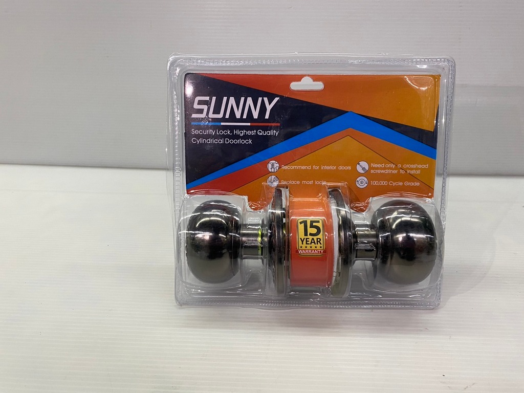 ลูกบิดสแตนเลส ลูกบิดประตูห้องนอน (มีกุญแจ) สีรมดำ SUNNY รุ่น 9214BN