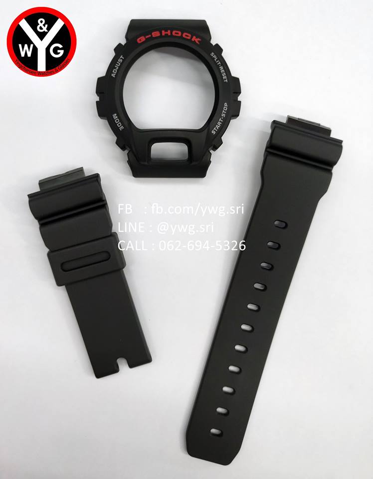 กรอบสาย G-SHOCK แท้ สีดำด้าน ฟร้อนแดงบน ขาวข้าง ใส่ได้รับรุ่น DW-6900