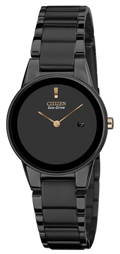Citizen GA1055-57F นาฬิกาข้อมือผู้หญิง Eco-Drive Axiom Black Ion Women's Watch