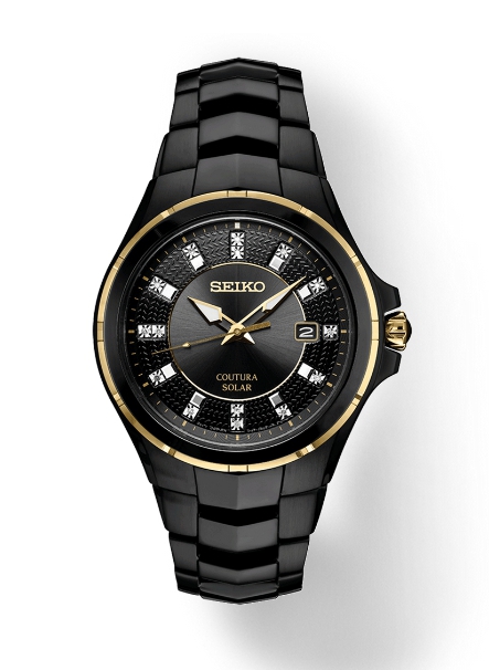 Seiko SNE506 นาฬิกาผู้ชาย Seiko รุ่น SNE506, Coutura Solar Diamonds Sapphire Black PVD Steel Men's Watch