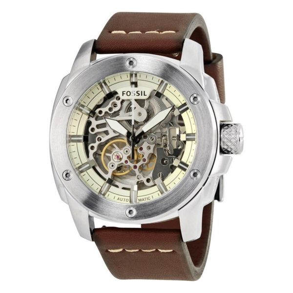 Fossil ME3083 นาฬิกาผู้ชาย Fossil รุ่น ME3083, Modern Machine Automatic Brown Leather Men's Watch