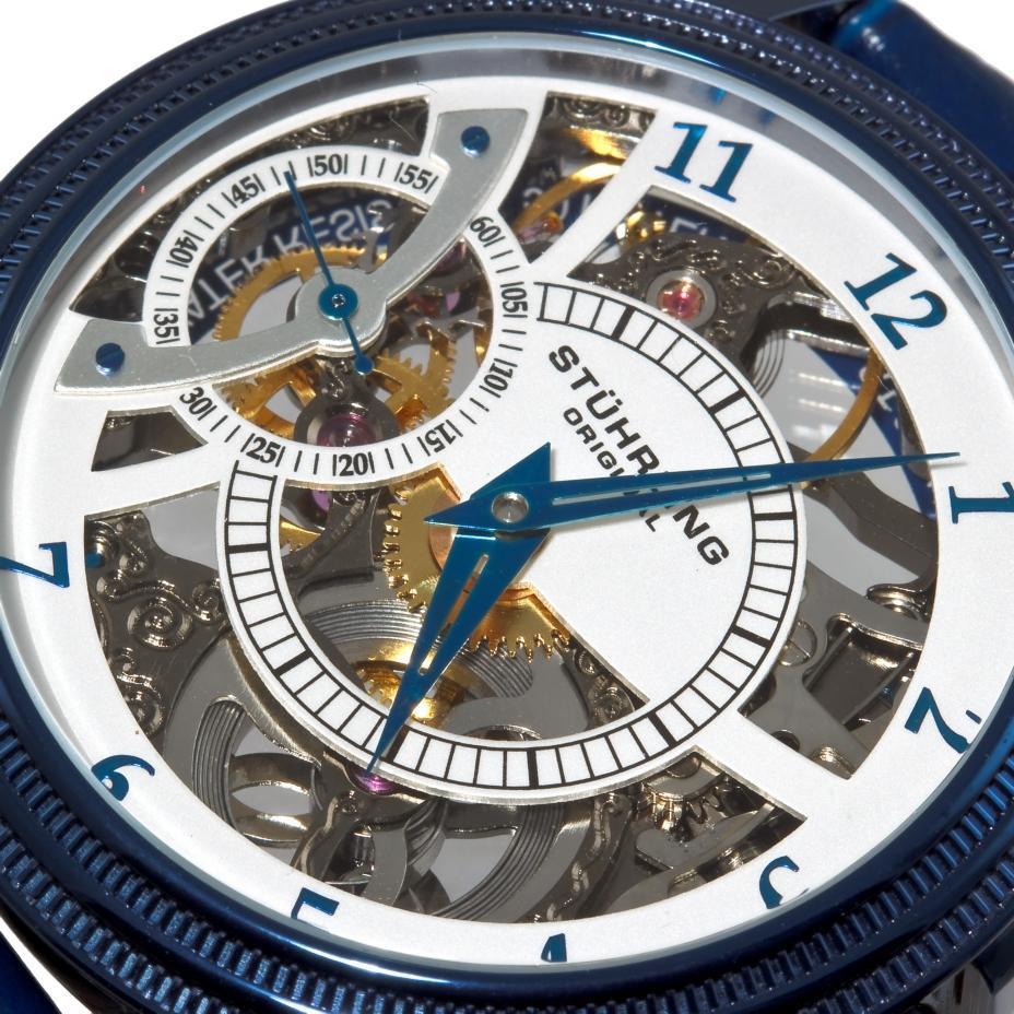 Stuhrling Original 228.33L5C3 นาฬิกาผู้ชาย Stuhrling Original รุ่น 228.33L5C3, Symphony Saturnalia Brumalia Mechanical Skeleton Blue Men's Watch
