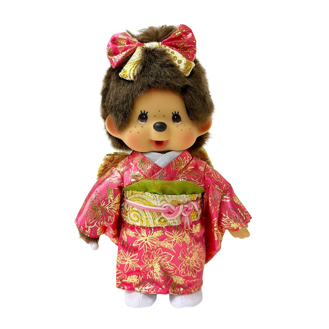 [PRE-ORDER] ตุ๊กตา ม่อนชิชิ ชุดกิโมโน ฟุริโซเดะ สีชมพู Size S H20 x W15 x D6 cm Furisode Monchhichi S girl นำเข้าจากญี่ปุ่น 振袖モンチッチ S 女の子