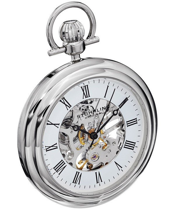 Stuhrling Original 6053.33113 นาฬิกาพก Stuhrling Original รุ่น 6053.33113, Mechanical Vintage Stainless Steel Pocket Watch