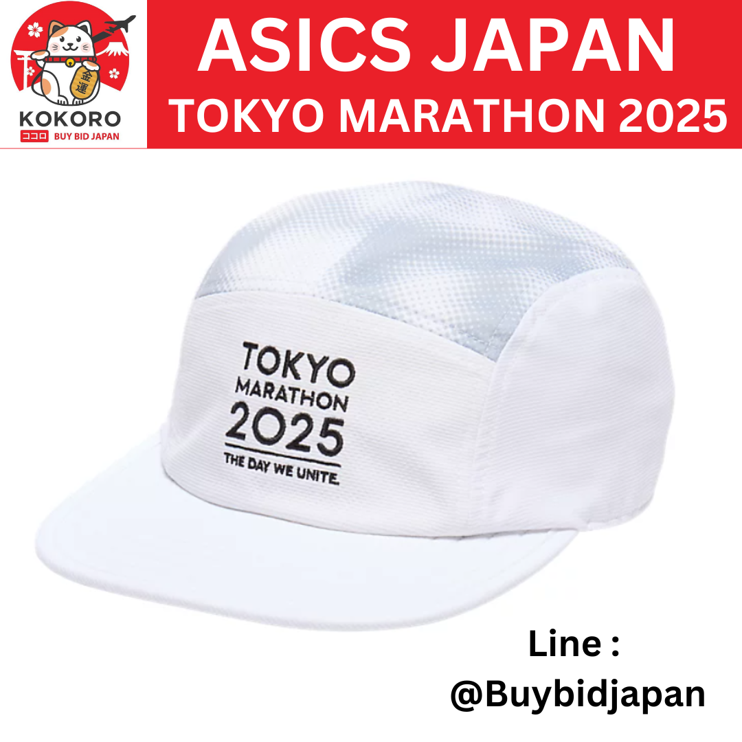 [PRE-ORDER] Asics Japan หมวก โตเกียวมาราธอน 2025 Tokyo Marathon 5 Panel Cap "THE DAY WE UNITE" สีขาว (Brilliant White) นำเข้าจากญี่ปุ่น