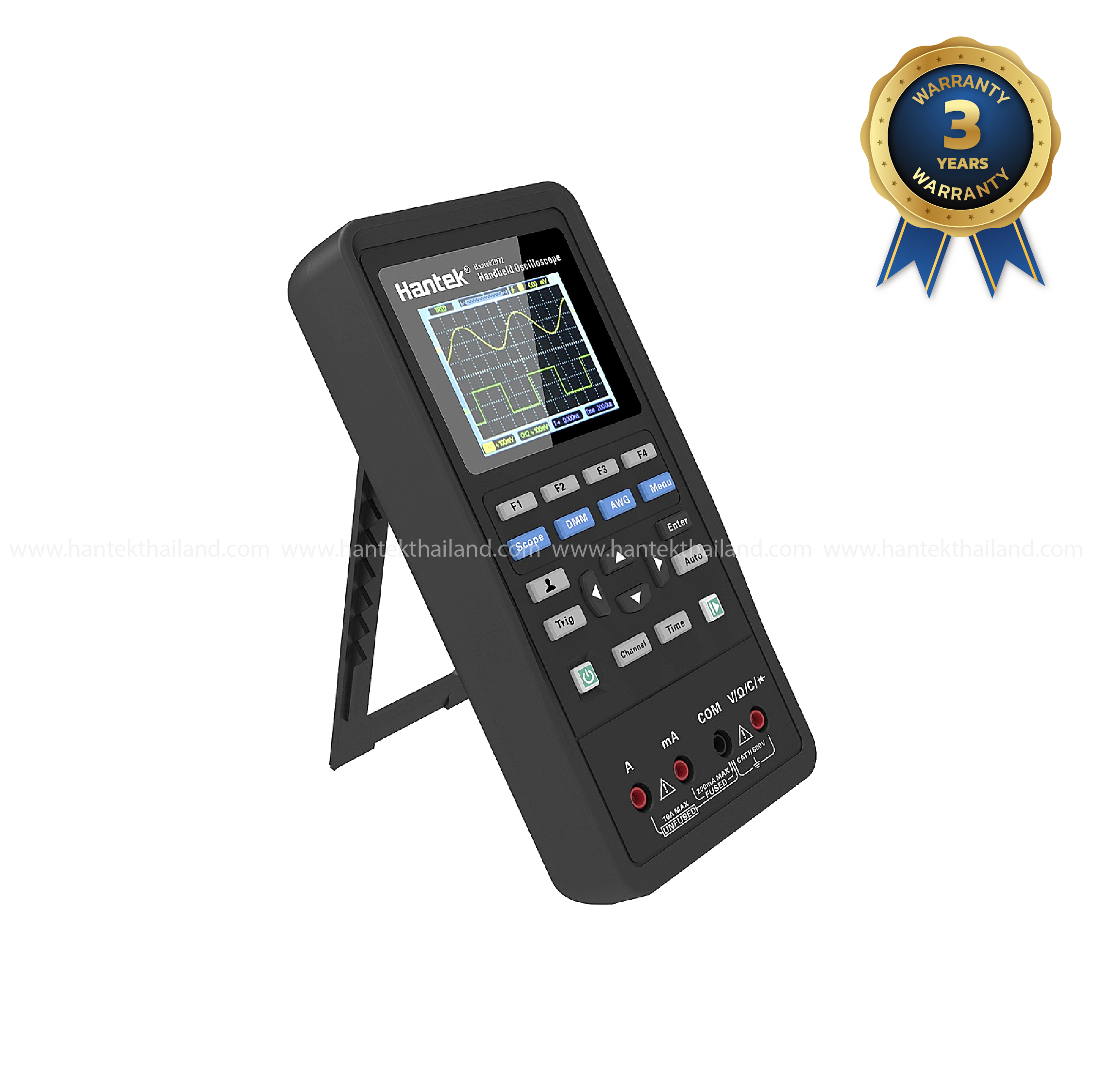 Hantek 2D72 ออสซิลโลสโคปขนาดเล็กแบบพกพาขนาด 70 MHz 2 ช่อง + ฟังก์ชันเจนเนอเรเตอร์ + ดิจิตอลมัลติมิเตอร์