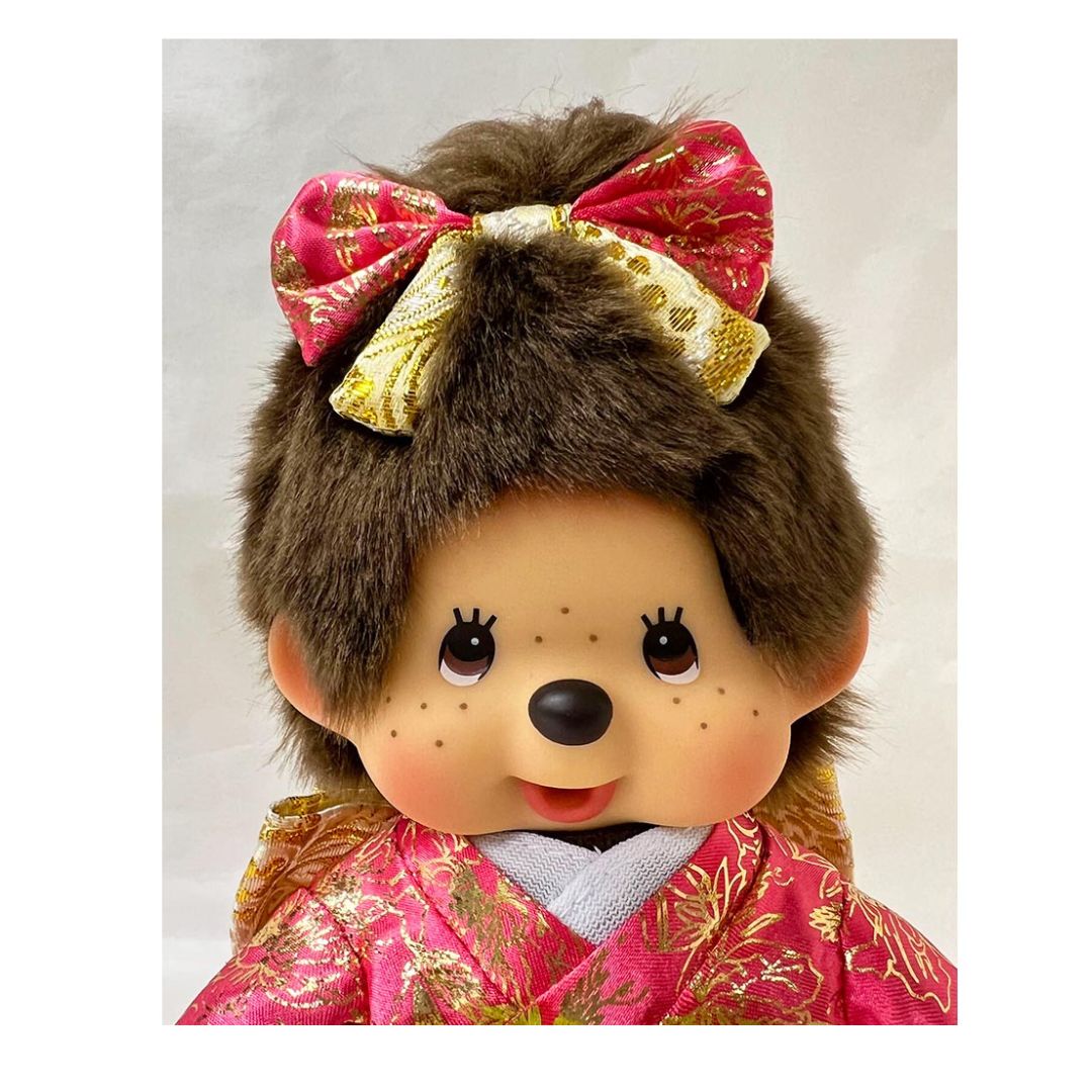 [PRE-ORDER] ตุ๊กตา ม่อนชิชิ ชุดกิโมโน ฟุริโซเดะ สีชมพู Size S H20 x W15 x D6 cm Furisode Monchhichi S girl นำเข้าจากญี่ปุ่น 振袖モンチッチ S 女の子