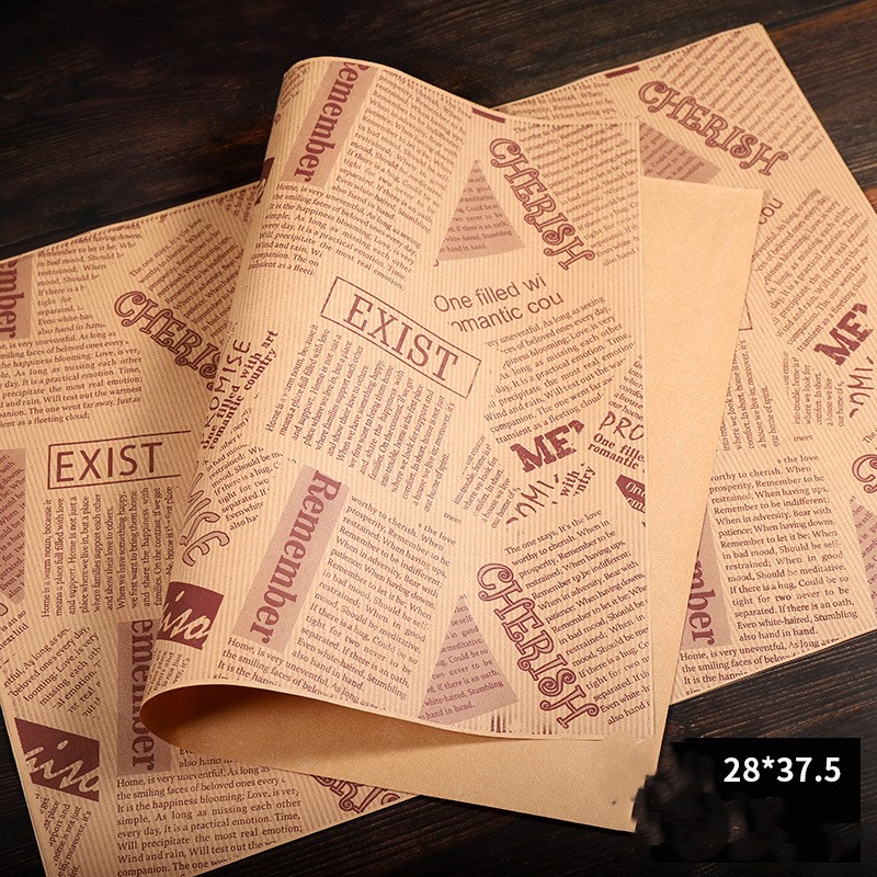 กระดาษห่อแซนวิช แฮมเบอร์เกอร์ กระดาษรองขนม ขนาด 28x37.5 ซม. จำนวน 45-50 และ 95-100 แผ่นต่อแพ็ค