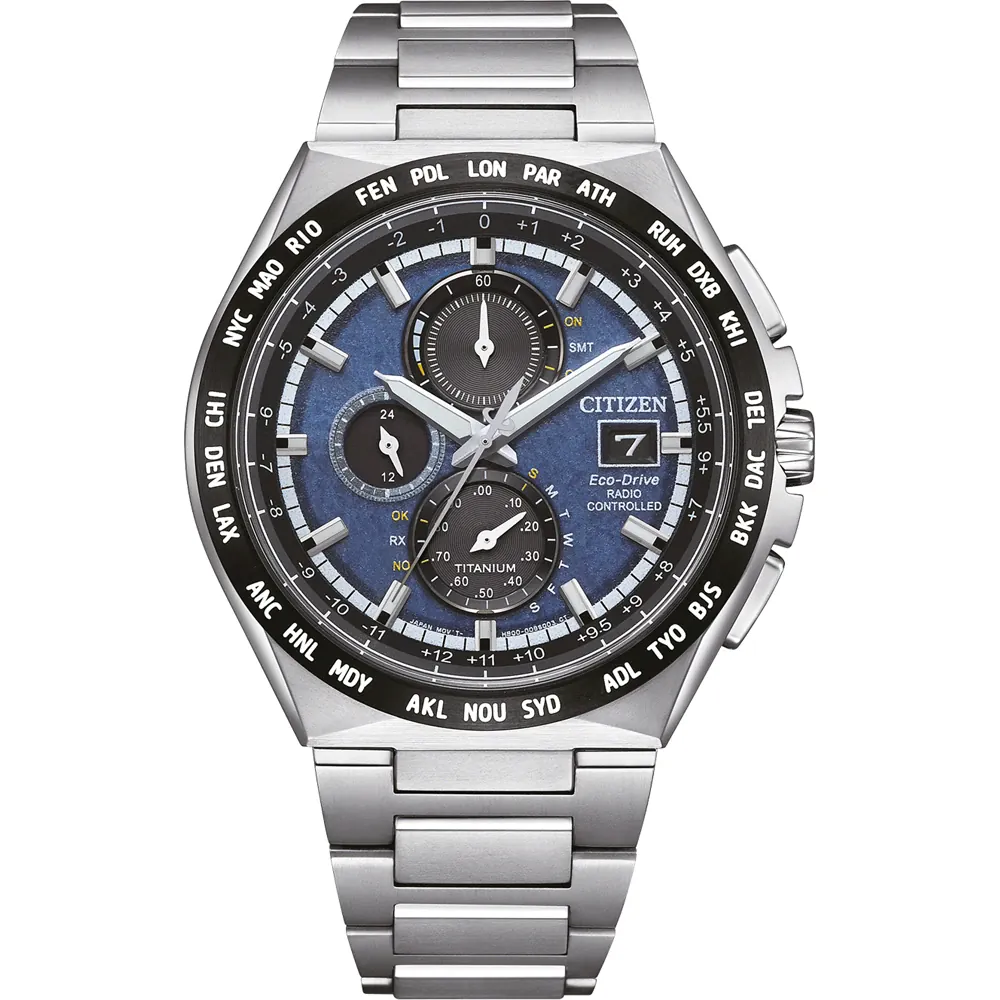 Citizen AT8238-84L นาฬิกาผู้ชาย Super Titanium Radio-Controlled World Time Eco-Drive Men's Watch