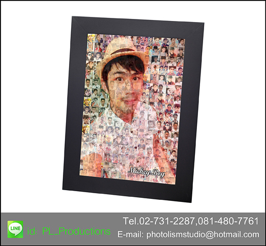 Mosaic Photo ขนาด 20x30นิ้ว + กรอบไม้เส้นสีดำ เคลือบร้อน