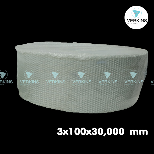 Fiberglass Tape ( เทปกันความร้อน ไฟเบอร์กลาส ) อุณภูมิ 550 C ขนาด 3x100x30,000 mm
