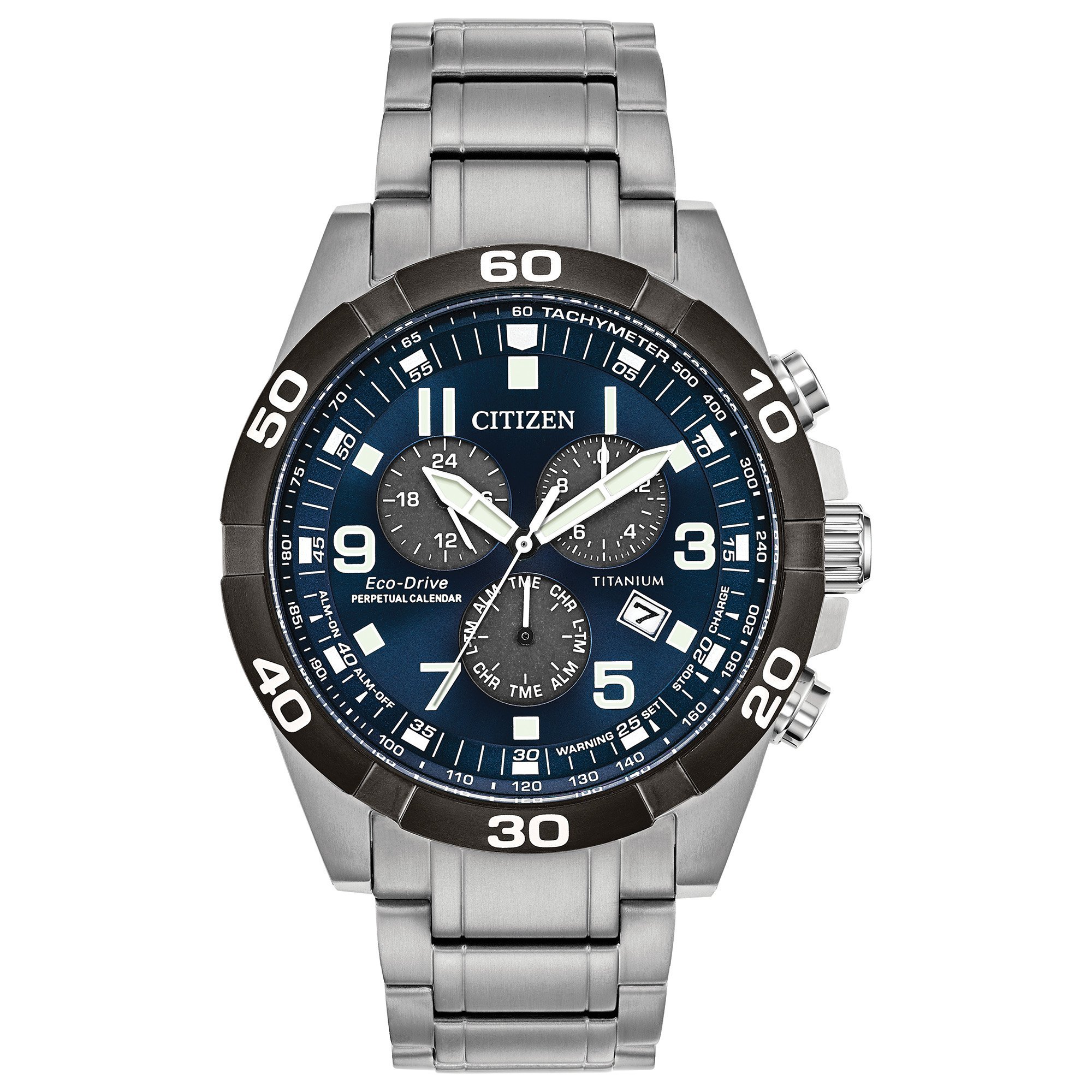 Citizen BL5558-58L นาฬิกาผู้ชาย Eco-Drive Brycen Super Titanium Chronograph Perpetual Men's Watch