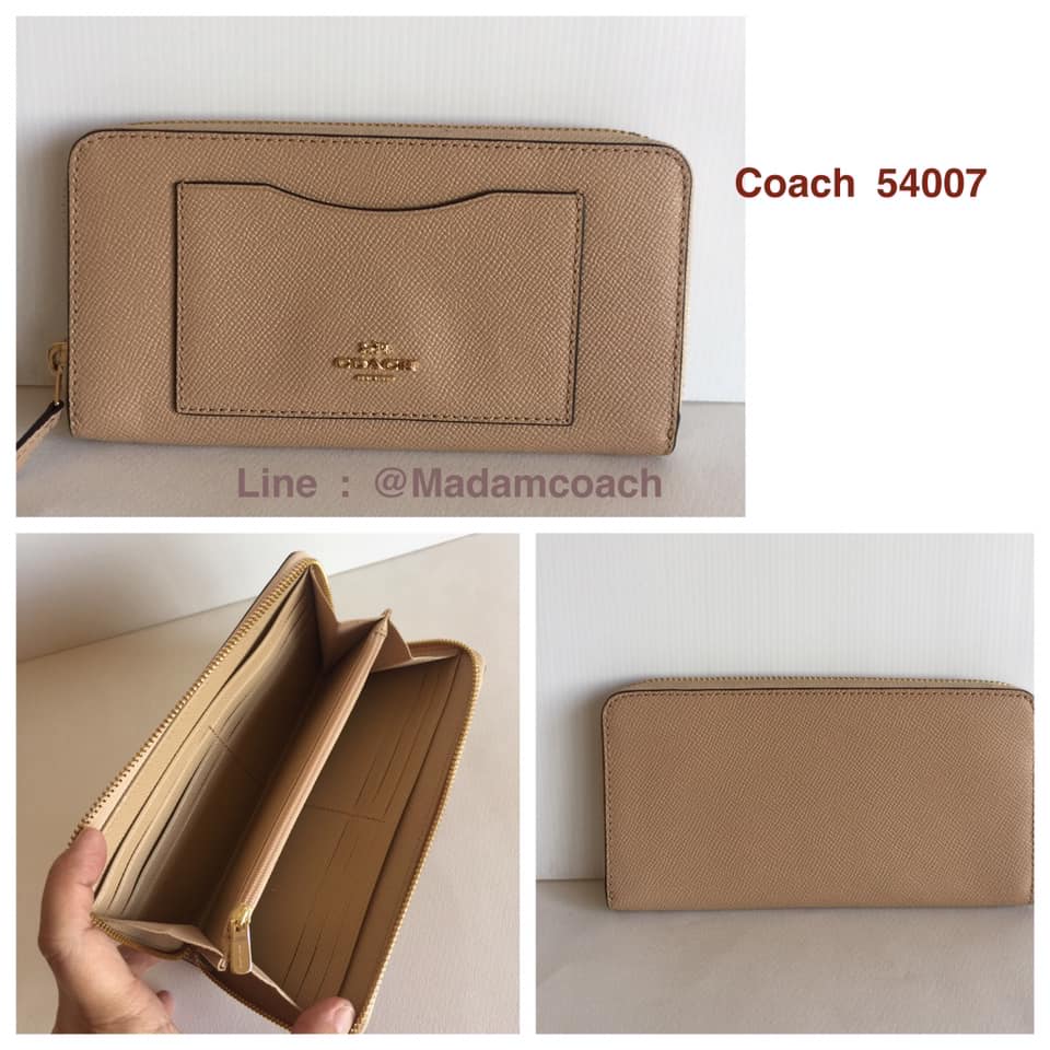 กระเป๋าสตางค์สตรี Coach 54007 Accordion Zip Wallet In Crossgrain Leather Beechwood ของแท้