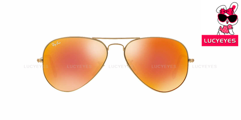 RAYBAN RB3025 112/69 AVIATOR Size 55,58,62 กรอบทองด้าน เลนส์ปรอทส้ม 2