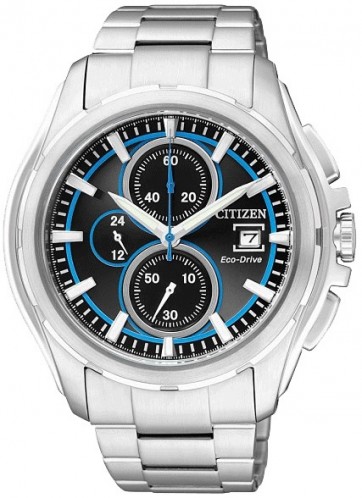 Citizen CA0270-59E นาฬิกาข้อมือผู้ชาย Citizen Eco-Drive Chronograph Black & Blue 100m Sports Men's Watch