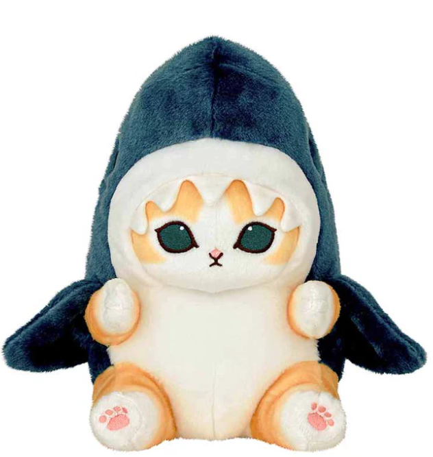 [PRE-ORDER] ตุ๊กตา แมวโมฟุ Mofusand ชุดหัวฉลาม ขนาด S 25 x 25 x 24 cm นำเข้าจากญี่ปุ่น โมฟุซาน mofu モフサンド ぽてぽてサメに ゃんぬいぐるみ S